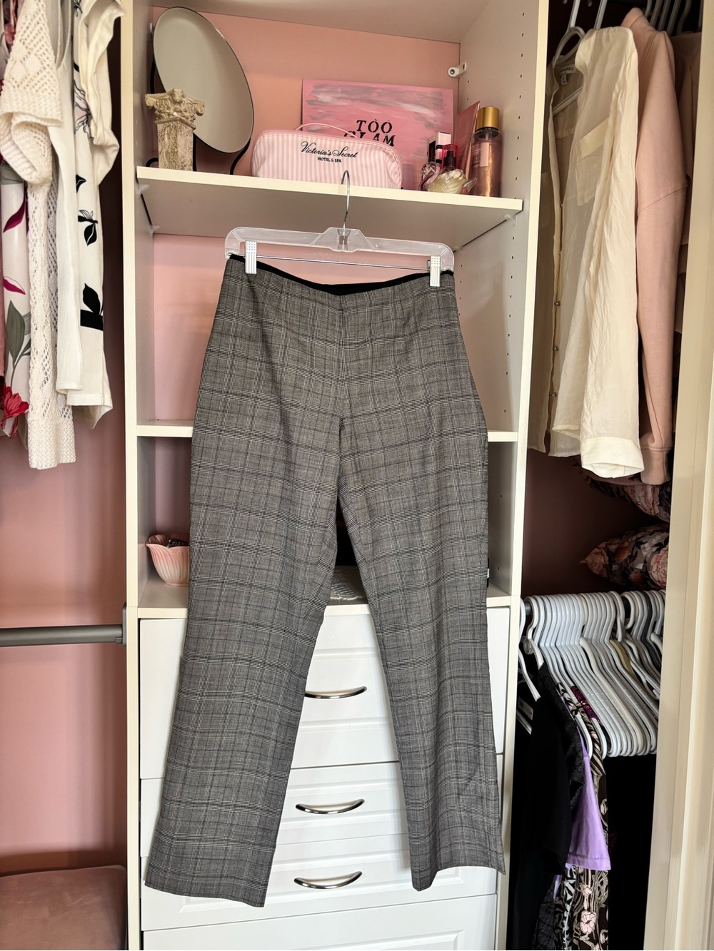 Brooks Gray Plaid Straight-Leg Trousers